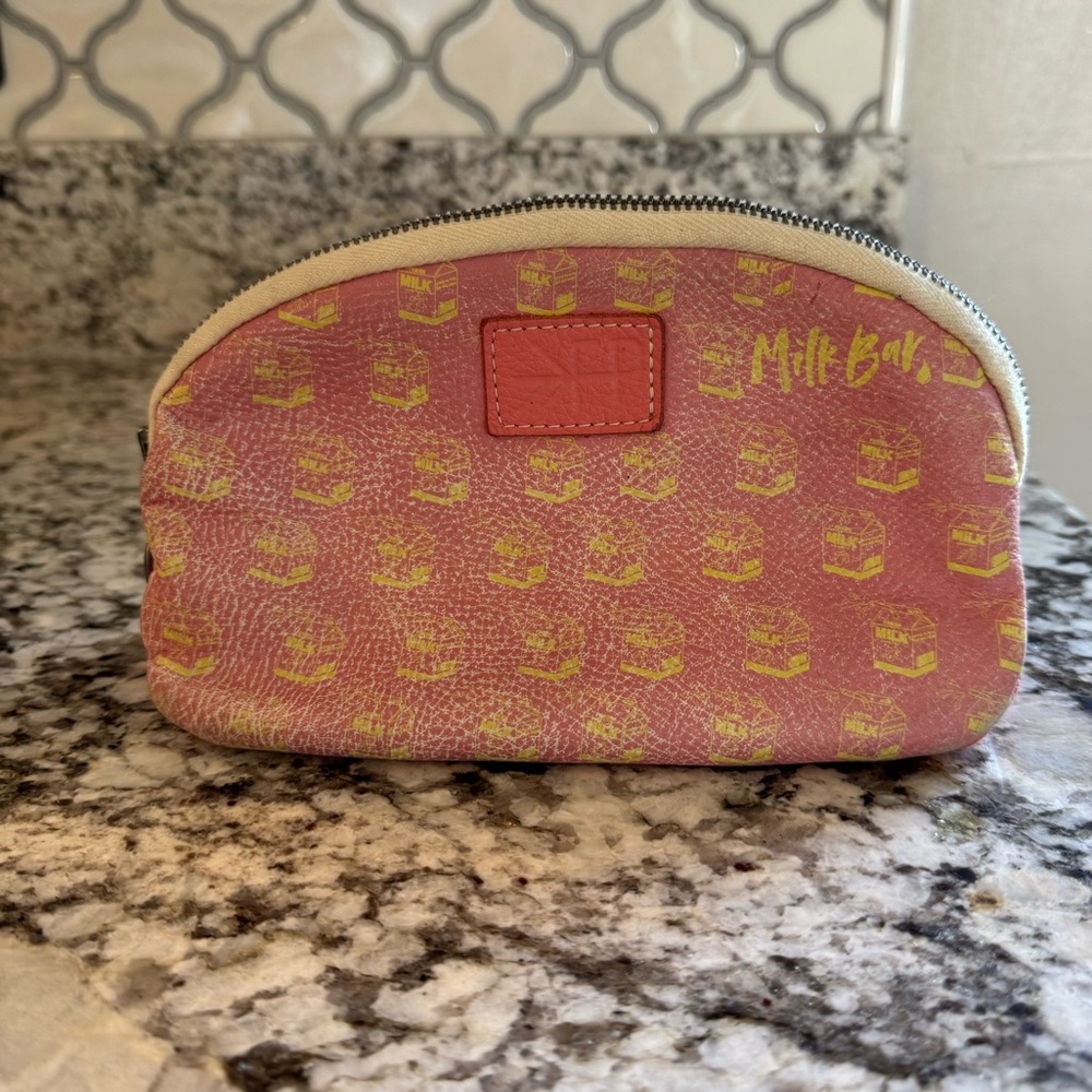 Freshly Picked + The little milk Bar COLAB Leather Milk Bar Cosmetic Pouch